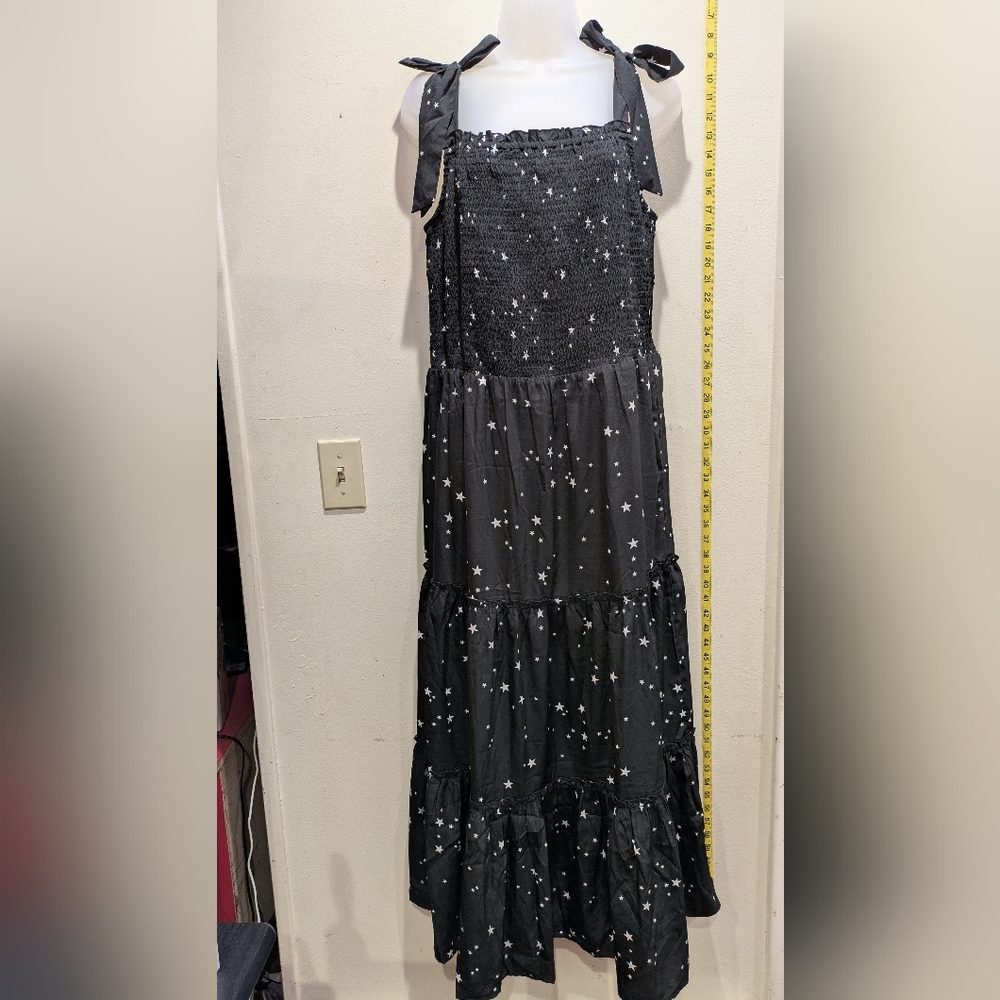 Lacey Chabert Elegant Black Starry Maxi Dress Size Large - Picture 2 of 12
